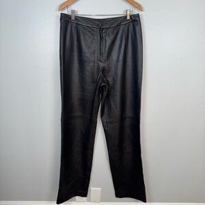 Carlisle Vintage Chocolate Brown High Waist Straight Leg Leather pants size 14